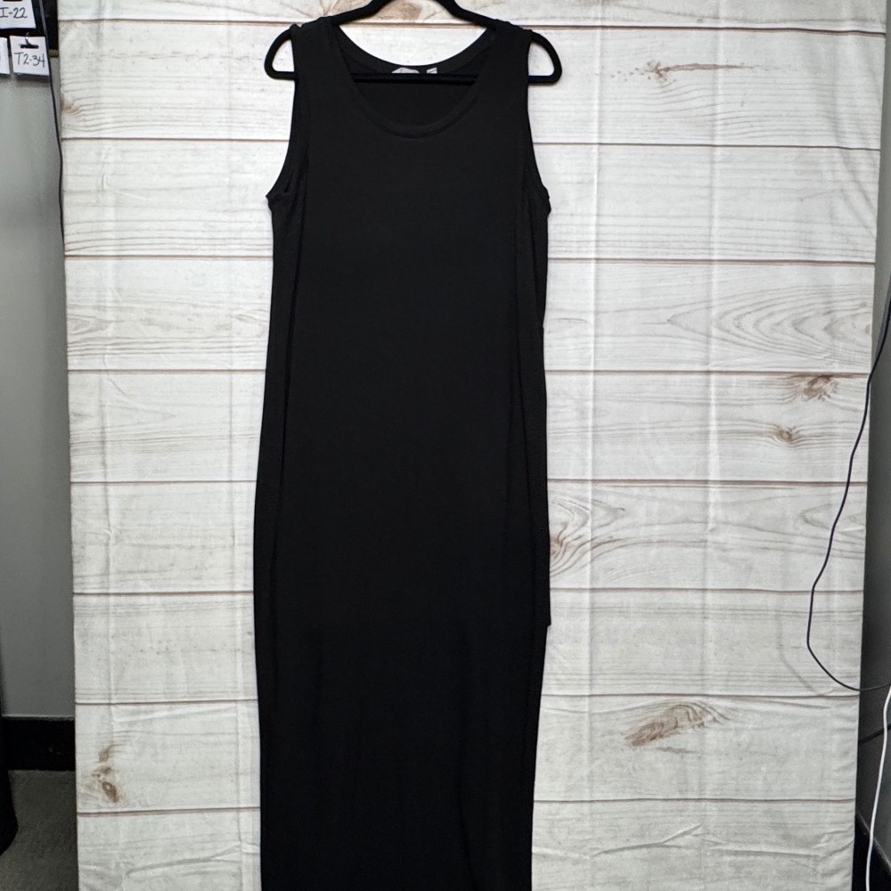 Athleta‎ Womens Black Sleeveless High Slit Double Layer Maxi Dress Medium - Picture 3 of 6
